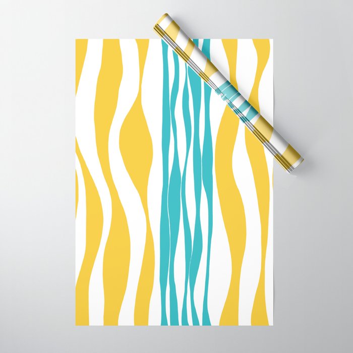 Ebb and Flow - Turquoise & Yellow Wrapping Paper Gallery Image 1