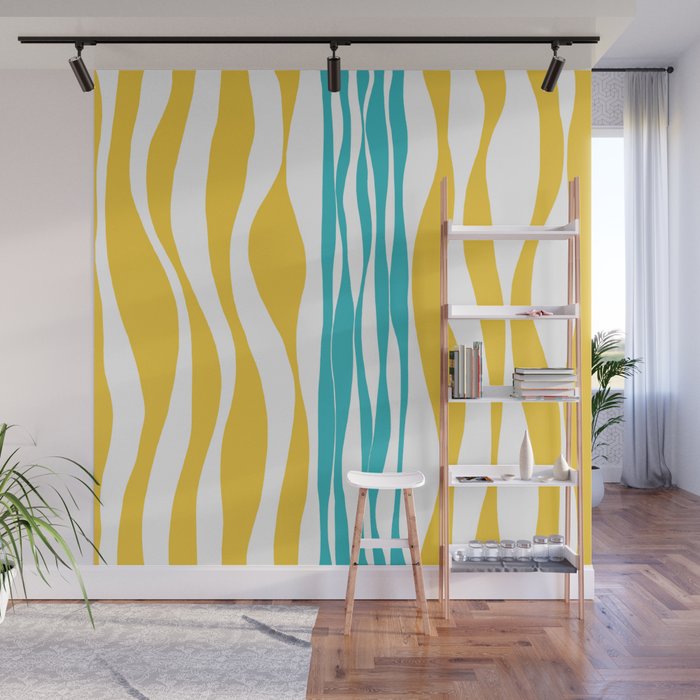 Ebb and Flow - Turquoise & Yellow Wall Mural Gallery Image 1