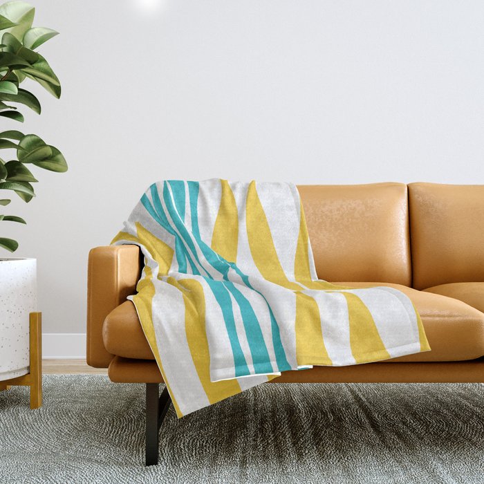 Ebb and Flow - Turquoise & Yellow Throw Blanket Gallery Image 1