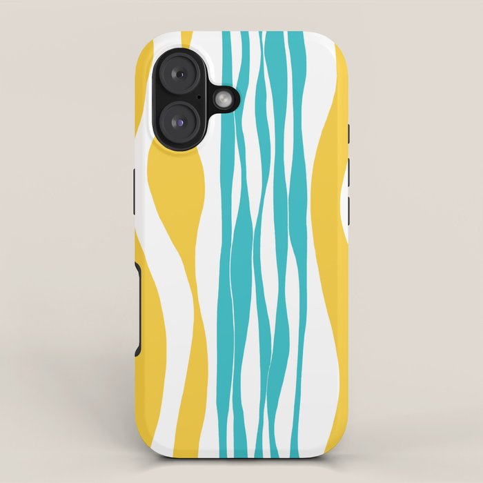 Ebb And Flow - Turquoise & Yellow Iphone Case