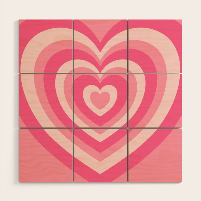 Hypnotic Pink Hearts Wood Wall Art Gallery Image 1