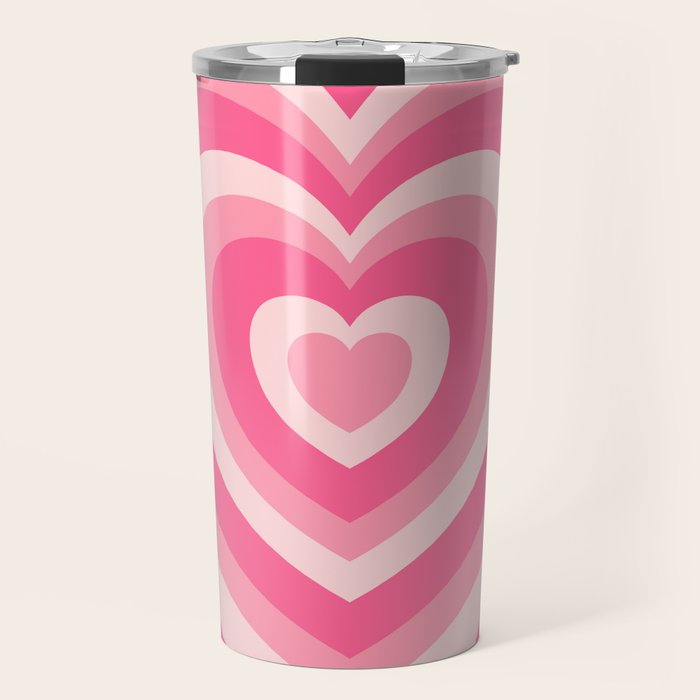 Hypnotic Pink Hearts Travel Mug Gallery Image 1