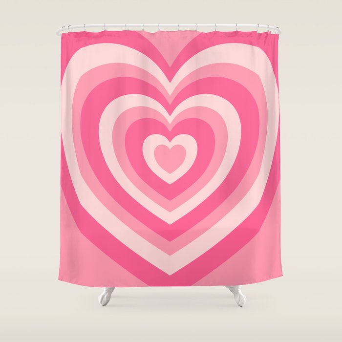 Hypnotic Pink Hearts Shower Curtain Gallery Image 1