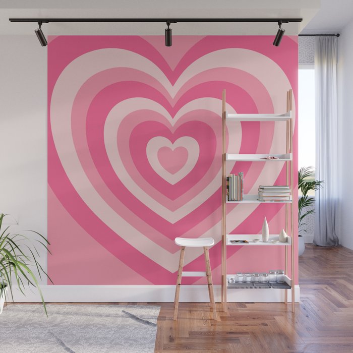 Hypnotic Pink Hearts Wall Mural Gallery Image 1