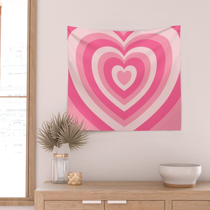 Hypnotic Pink Hearts Wall Tapestry Gallery Image 2