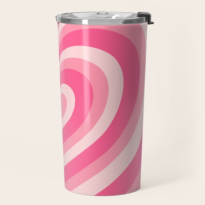 Hypnotic Pink Hearts Travel Mug Gallery Image 2