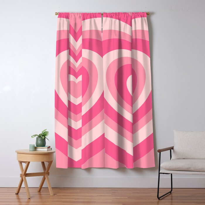 Hypnotic Pink Hearts Window Curtain