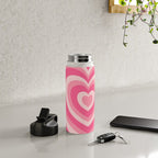 Hypnotic Pink Hearts Water Bottle Gallery Image 4