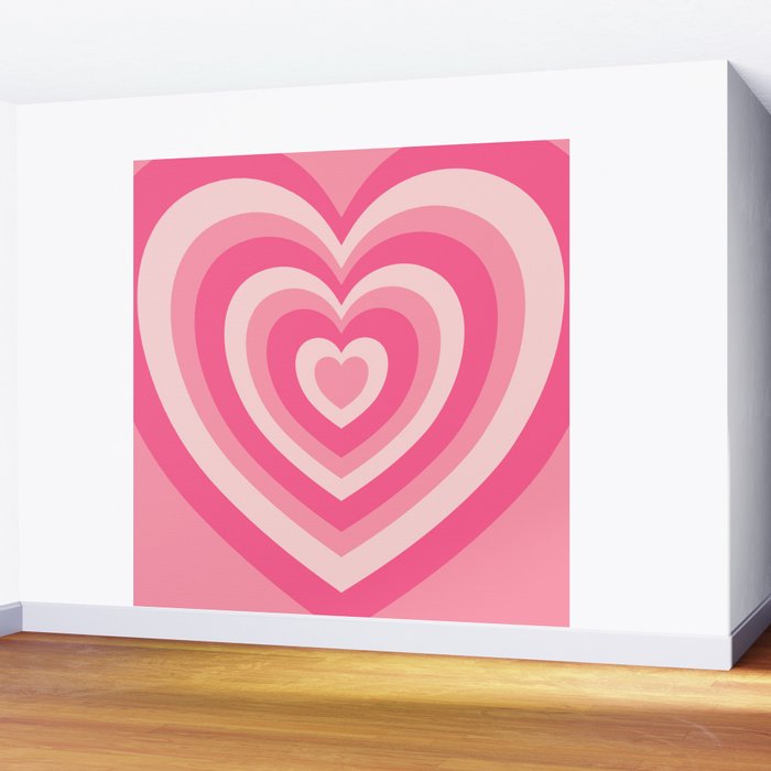 Hypnotic Pink Hearts Wall Mural Gallery Image 2