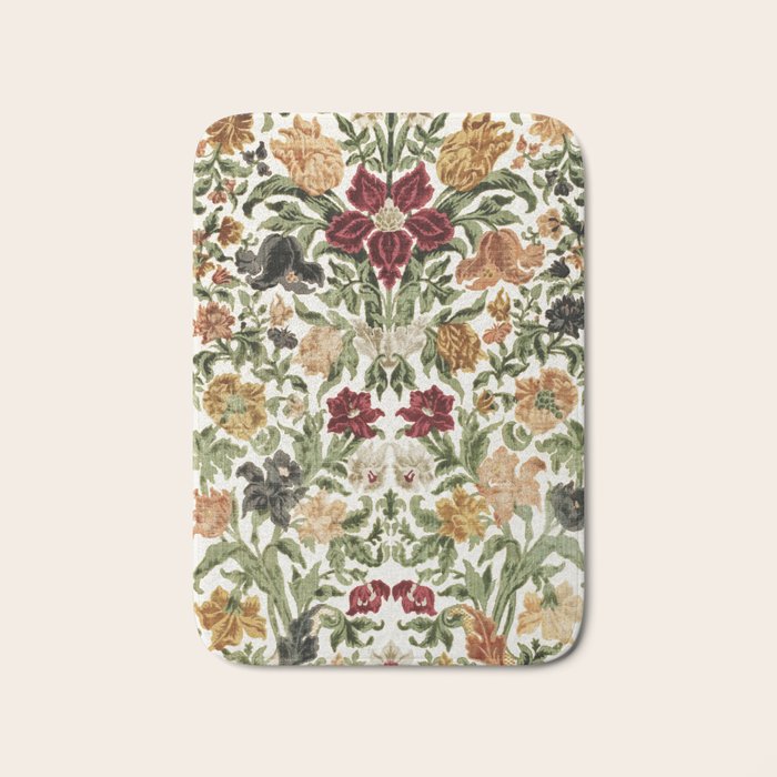 Antique Italian Floral Textile Print Bath Mat Gallery Image 1
