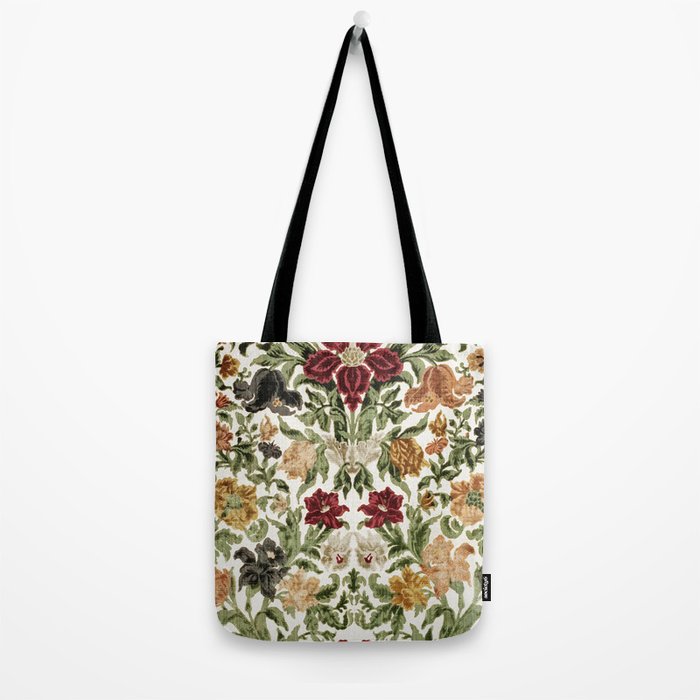 Antique Italian Floral Textile Print Tote Bag Gallery Image 2