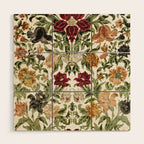 Antique Italian Floral Textile Print Wood Wall Art Gallery Image 1