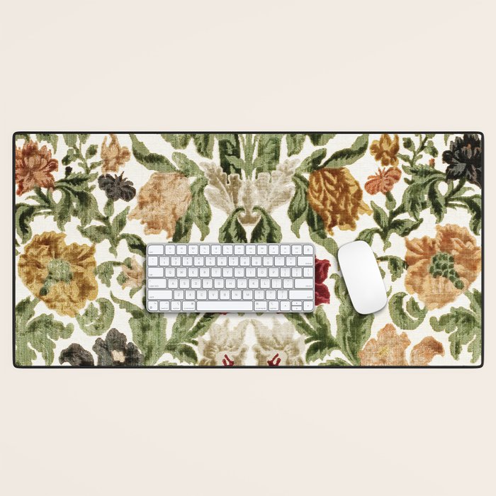 Antique Italian Floral Textile Print Desk Mat Gallery Image 1