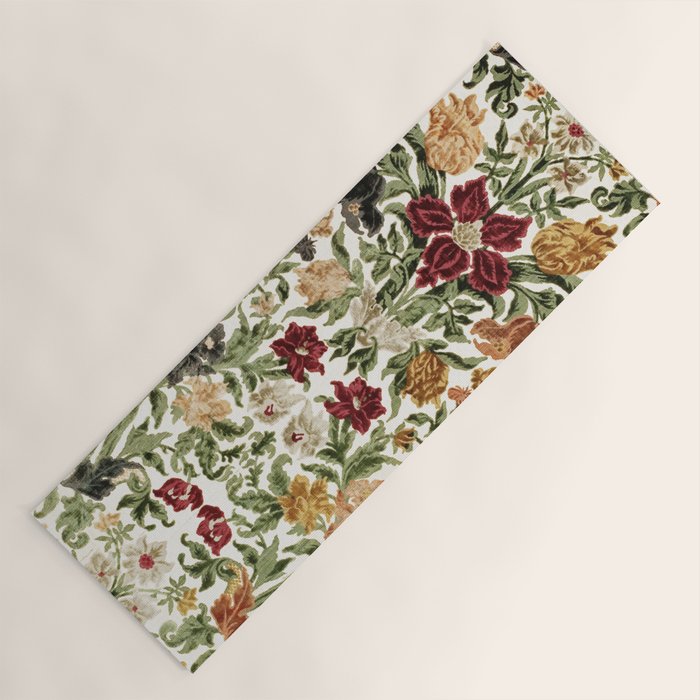 Antique Italian Floral Textile Print Yoga Mat Gallery Image 1