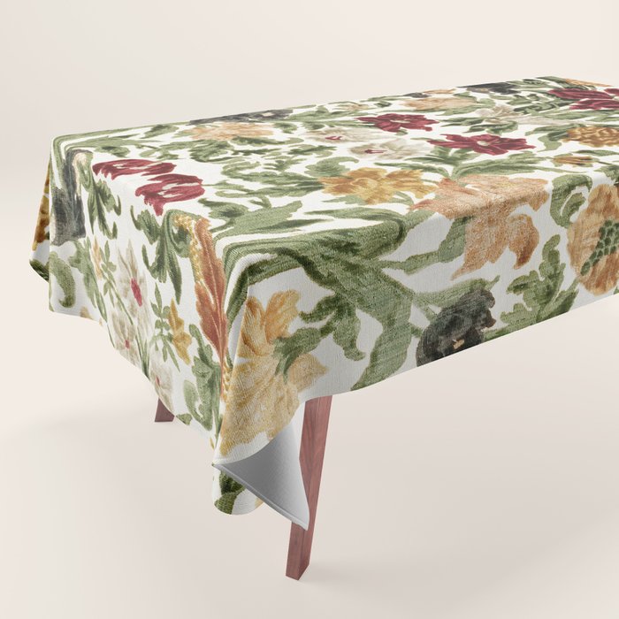 Antique Italian Floral Textile Print Tablecloth Gallery Image 1