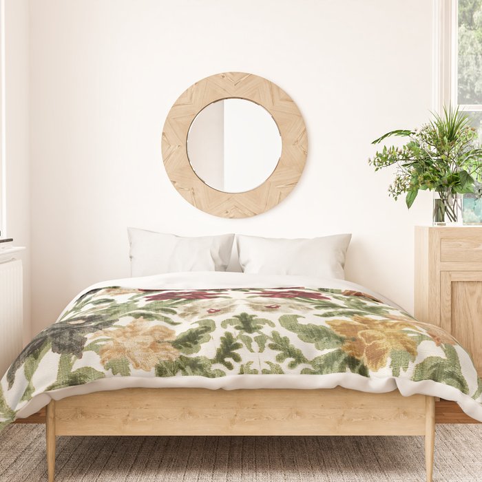 Antique Italian Floral Textile Print Duvet Cover Gallery Image 3