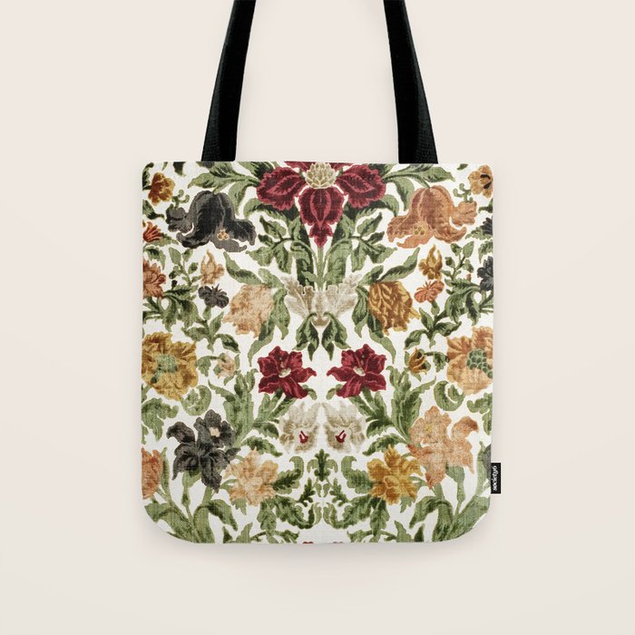 Antique Italian Floral Textile Print Tote Bag Gallery Image 1