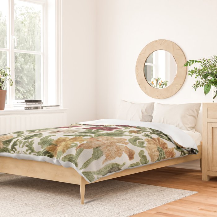 Antique Italian Floral Textile Print Duvet Cover Gallery Image 2