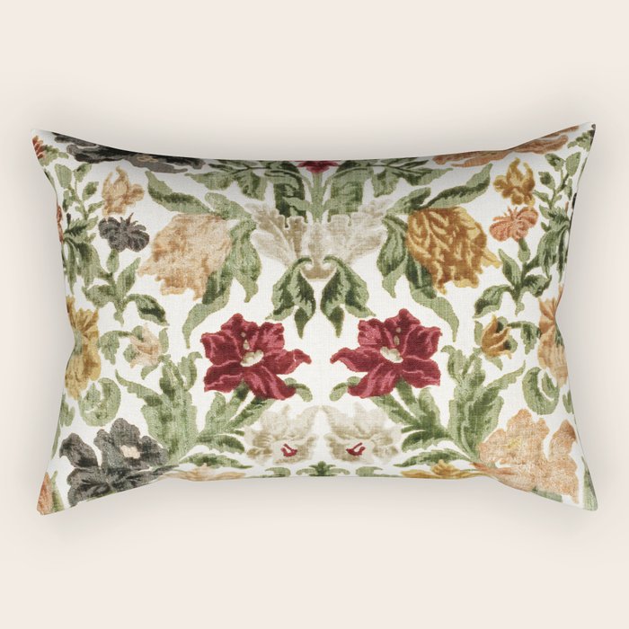 Antique Italian Floral Textile Print Rectangular Pillow Gallery Image 1