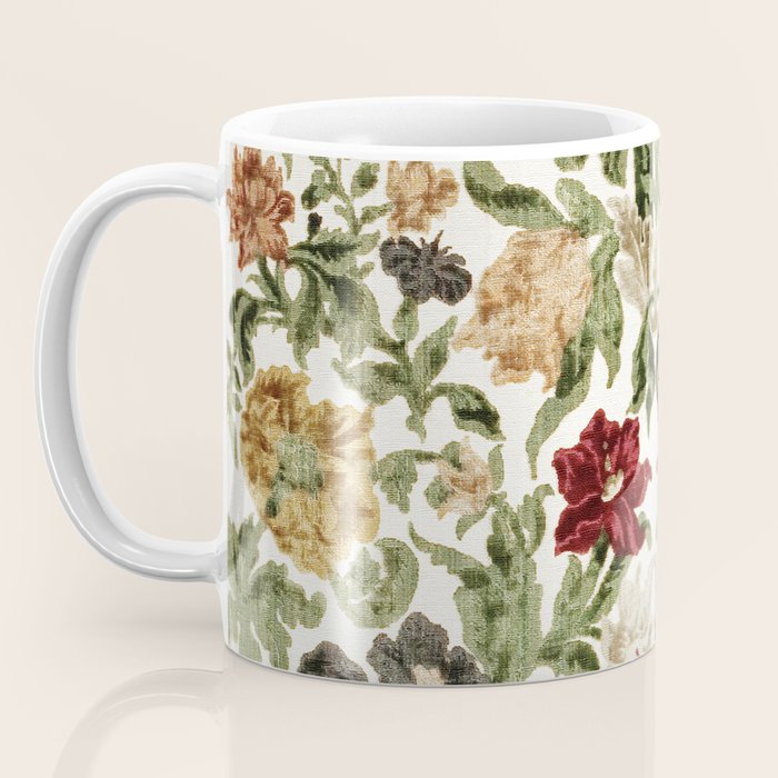Antique Italian Floral Textile Print Coffee Mug Gallery Image 3