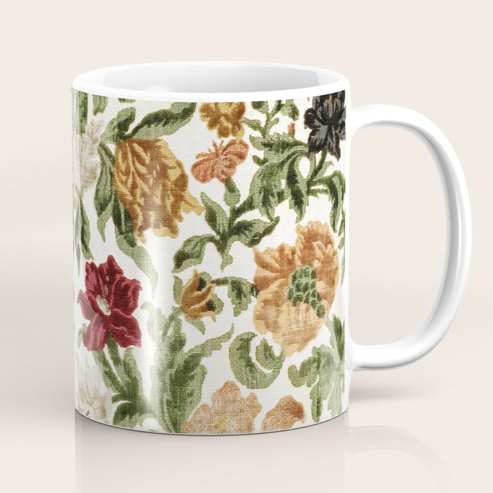Antique Italian Floral Textile Print Coffee Mug Gallery Image 1