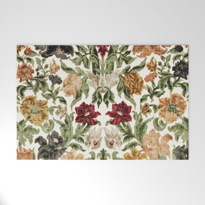 Antique Italian Floral Textile Print Welcome Mat Gallery Image 1