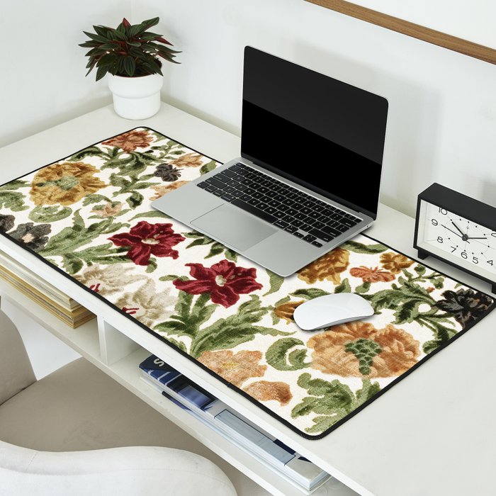 Antique Italian Floral Textile Print Desk Mat Gallery Image 2