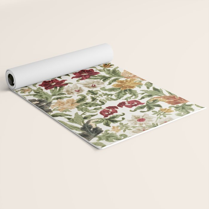 Antique Italian Floral Textile Print Yoga Mat Gallery Image 2