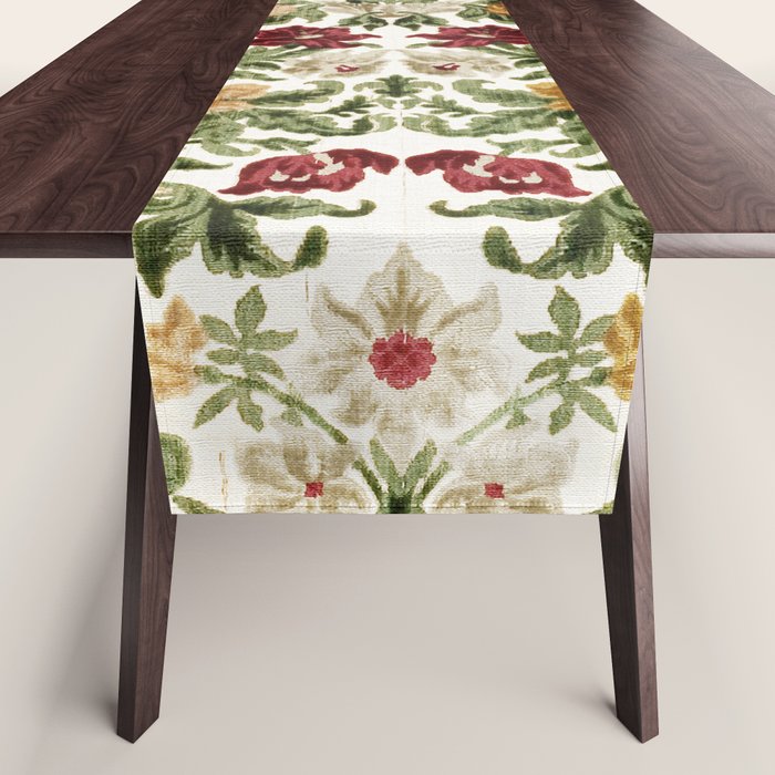 Antique Italian Floral Textile Print Table Runner Gallery Image 1