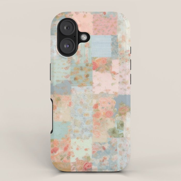 Vintage flowers,patchwork,pastel colors. iPhone Case Gallery Image 1