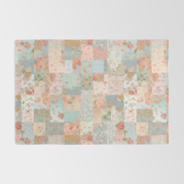 Vintage flowers,patchwork,pastel colors. Rug Gallery Image 2