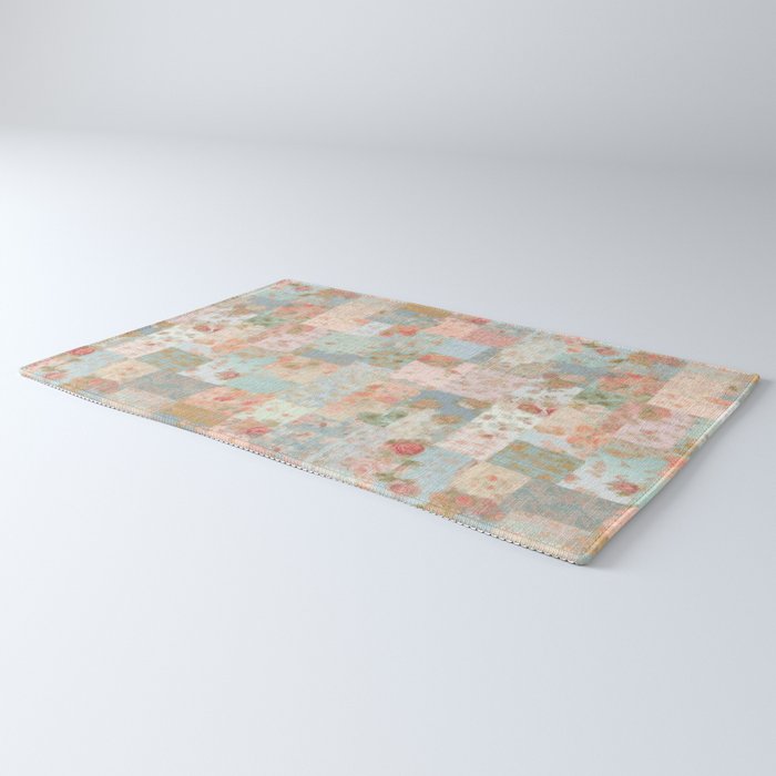 Vintage flowers,patchwork,pastel colors. Rug Gallery Image 3