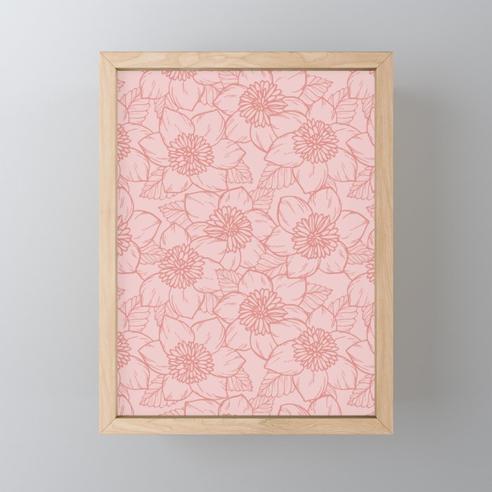Spring Garden Flower Lineart - Pink Mini Art Print Gallery Image 1
