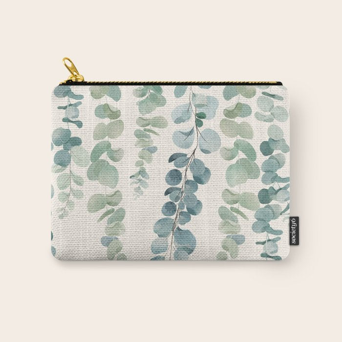 Watercolor Eucalyptus Leaves Carry All Pouch Gallery Image 1
