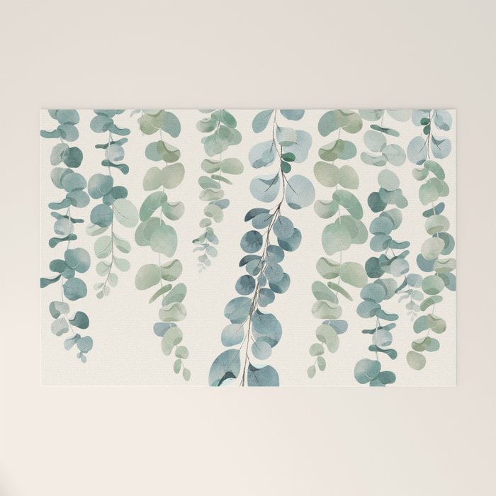 Watercolor Eucalyptus Leaves Welcome Mat Gallery Image 1