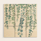 Watercolor Eucalyptus Leaves Wood Wall Art Gallery Image 1
