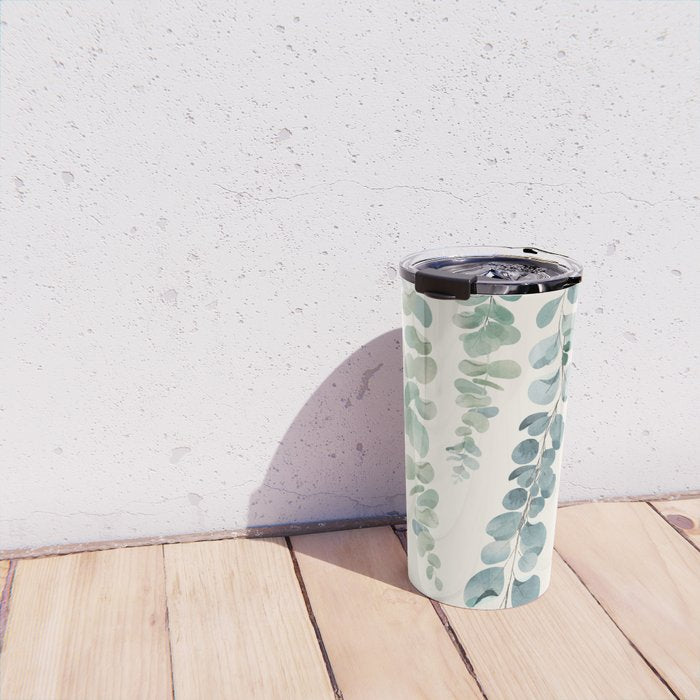 Watercolor Eucalyptus Leaves Travel Mug Gallery Image 4