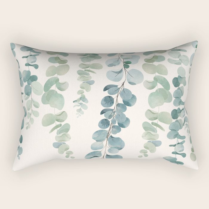 Watercolor Eucalyptus Leaves Rectangular Pillow Gallery Image 1