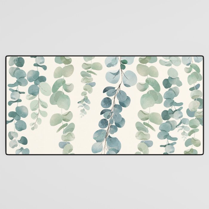 Watercolor Eucalyptus Leaves Desk Mat Gallery Image 3