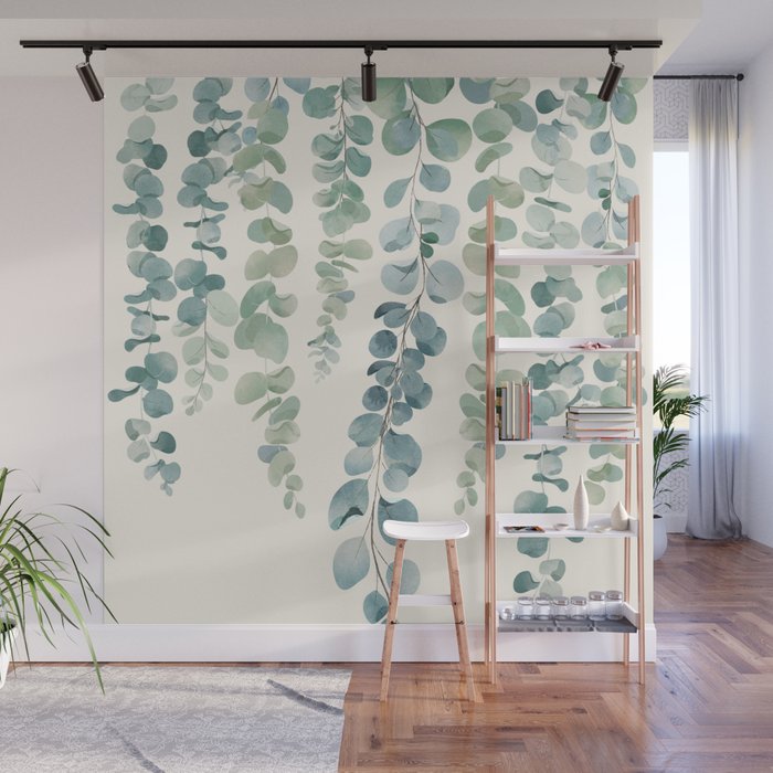 Watercolor Eucalyptus Leaves Wall Mural Gallery Image 1