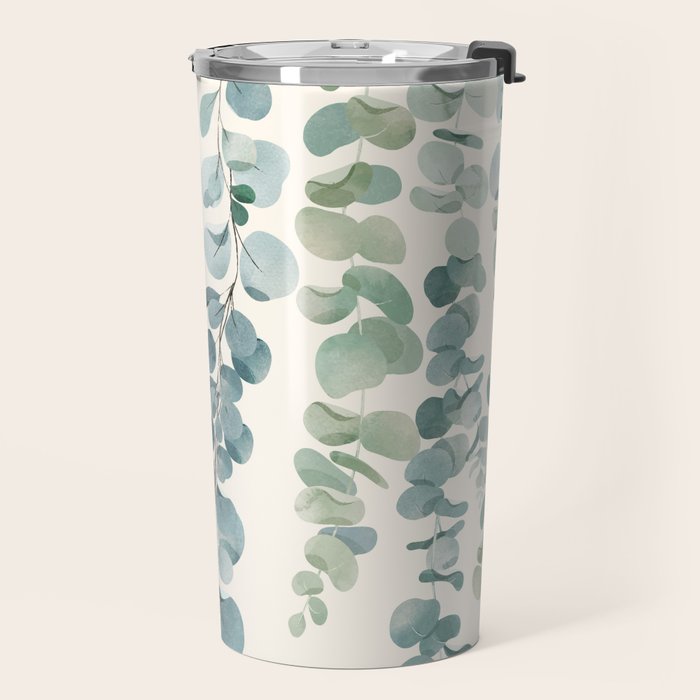 Watercolor Eucalyptus Leaves Travel Mug Gallery Image 2