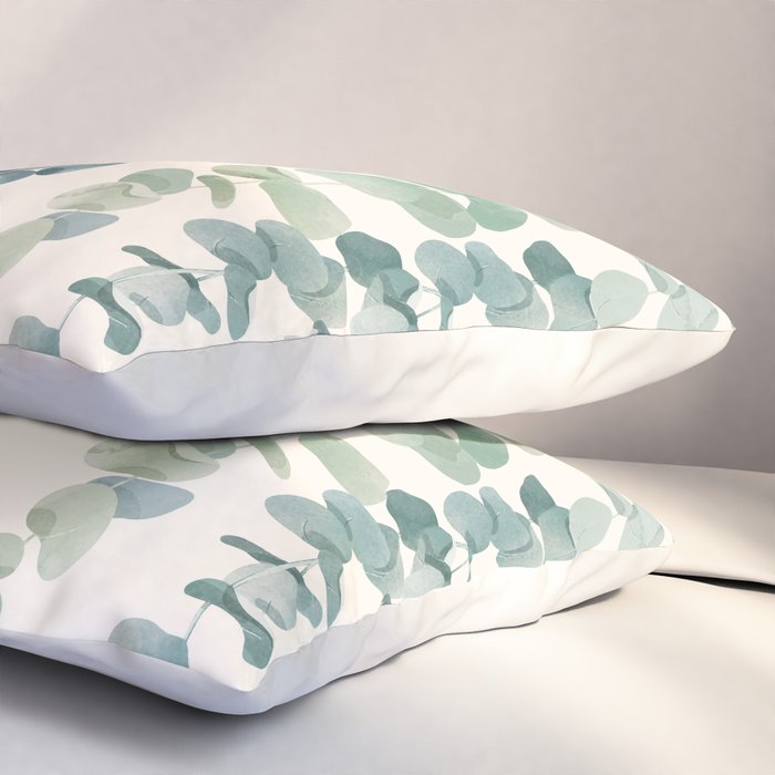 Watercolor Eucalyptus Leaves Pillow Sham Gallery Image 3