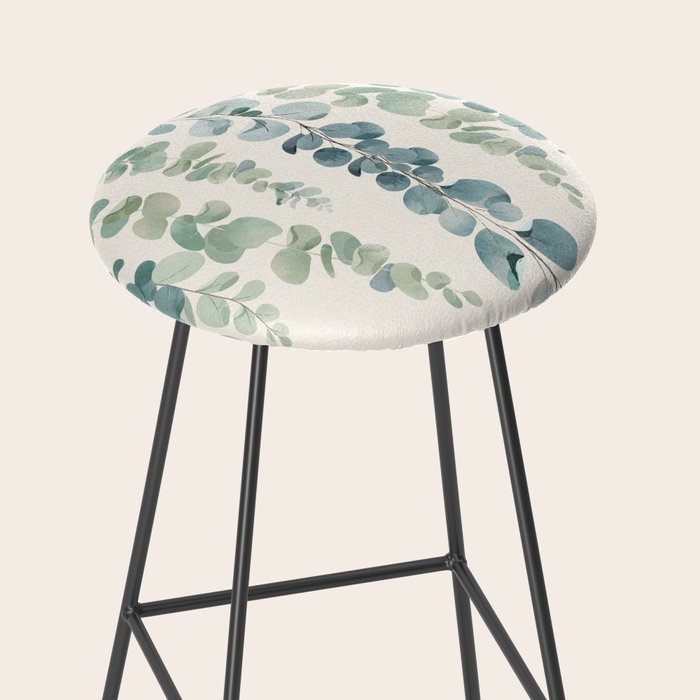 Watercolor Eucalyptus Leaves Stool Gallery Image 2