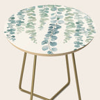Watercolor Eucalyptus Leaves Side Table Gallery Image 2