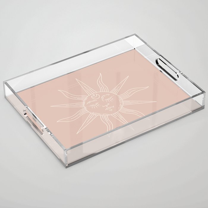 Boho Sun Drawing XXIII Neutral Pink Acrylic Tray Gallery Image 1