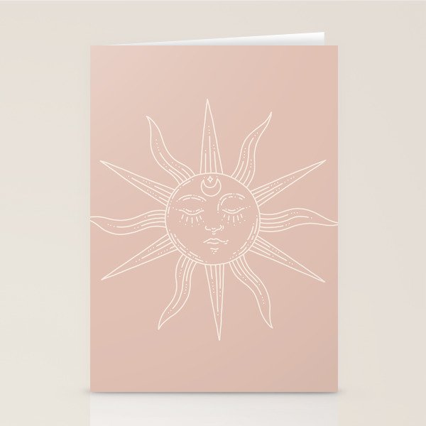 Boho Sun Drawing XXIII Neutral Pink Stationery Card Gallery Image 2