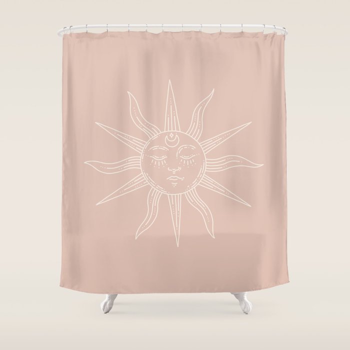 Boho Sun Drawing XXIII Neutral Pink Shower Curtain Gallery Image 1