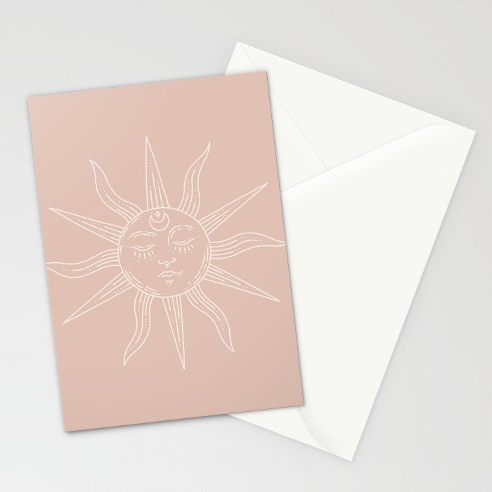 Boho Sun Drawing XXIII Neutral Pink Stationery Card Gallery Image 2