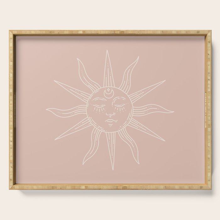 Boho Sun Drawing XXIII Neutral Pink Serving Tray Gallery Image 1