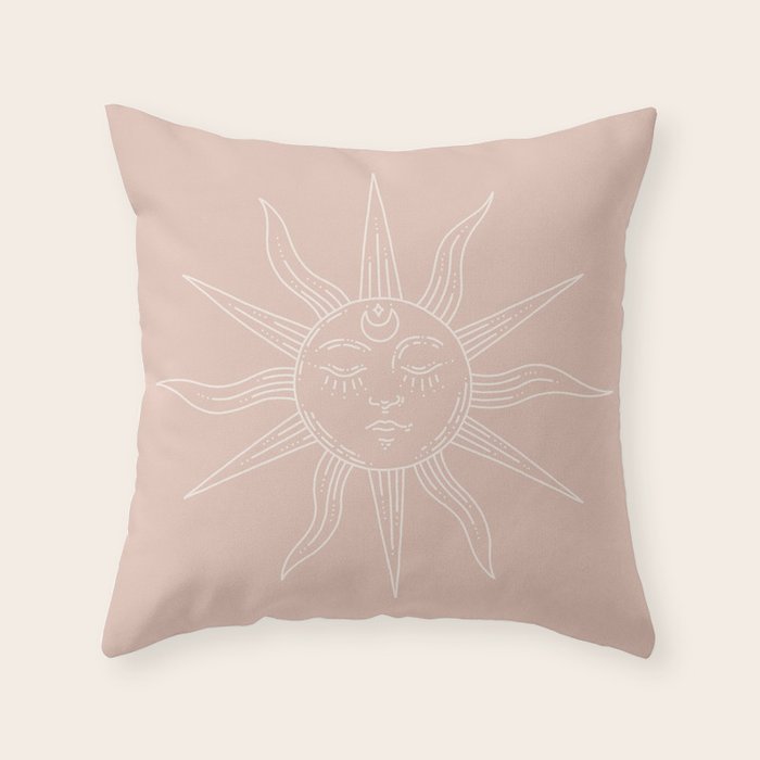 Boho Sun Drawing XXIII Neutral Pink Throw Pillow Gallery Image 6